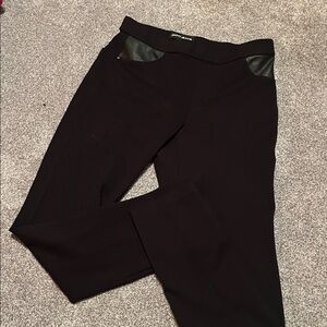 DKNY Black Pants with Leather Accents